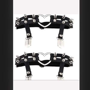 NIP Vegan Leather Spiked Heart Garter Belts